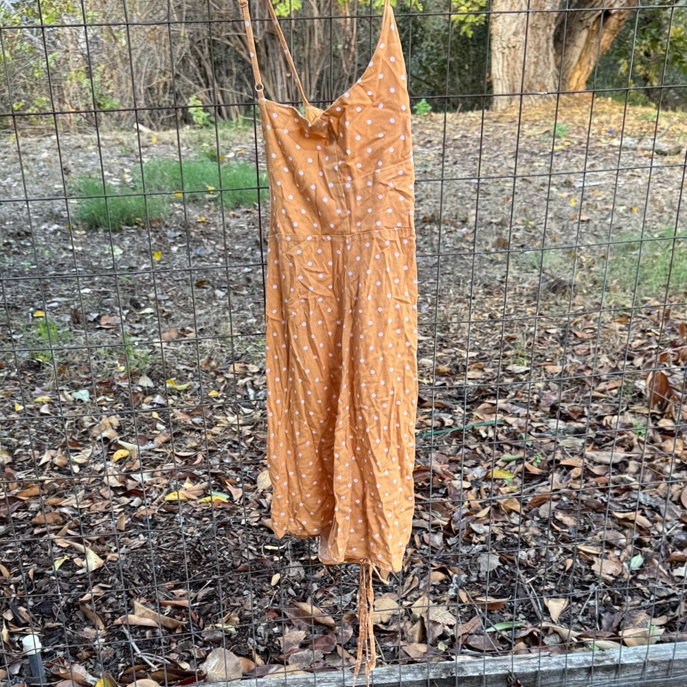 La Hearts Mustard Polka Dot Dress